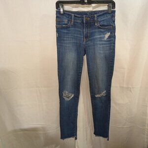 GAP Raw Hem Ankle Crop Dark Indigo Jegging Legging Skimmer Cut Off Jeans Pant 2
